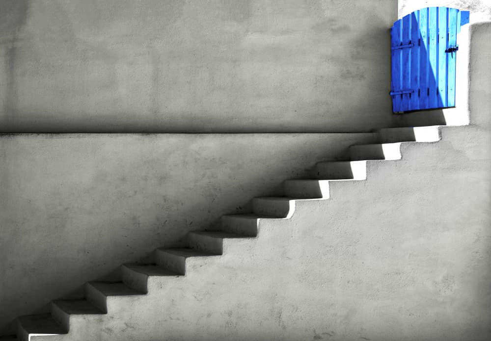 Steps to Blue Door by Adachi Lintaman — canvas wall art