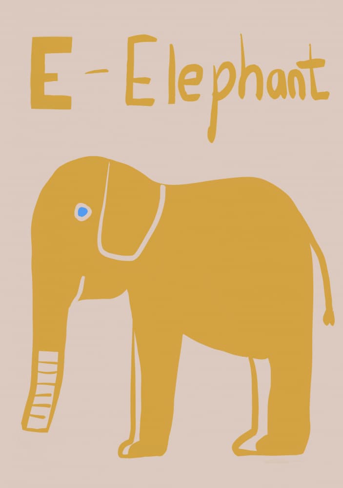 E Elephant Alphabet by Sharyn Bursic — canvas wall art