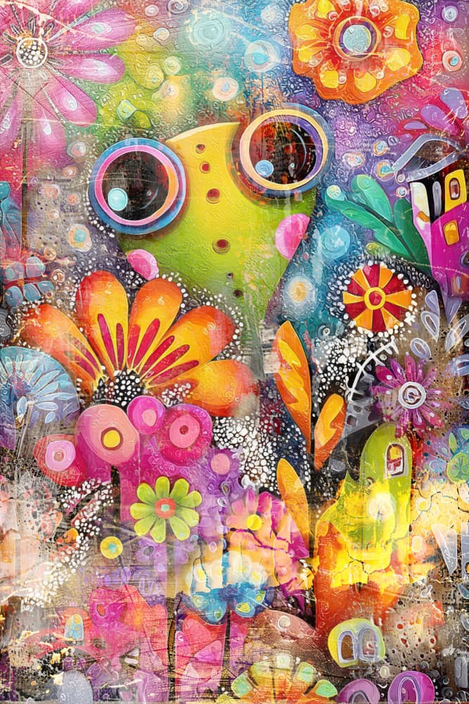 Colorful Frog Garden by Rafal Kulik — canvas wall art