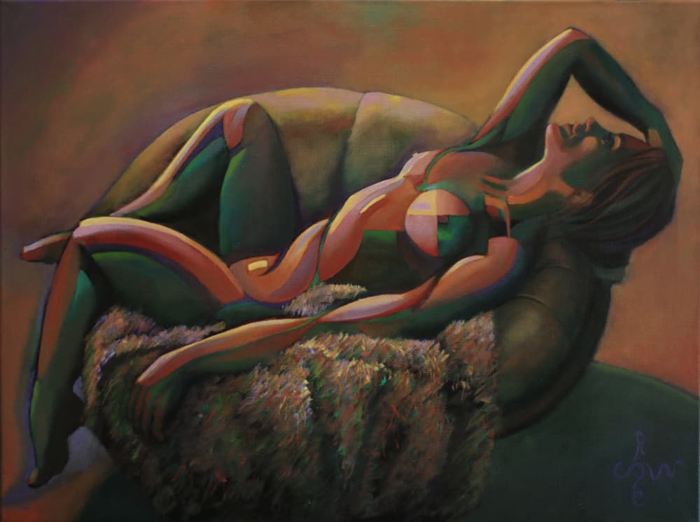 Colorful Abstract Nude by Corné Akkers — canvas wall art