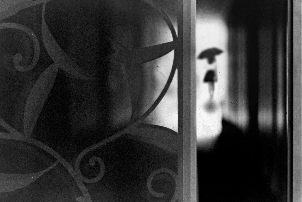 Mysterious Figure Through Grille by Teruhiko Tsuchida — canvas wall art