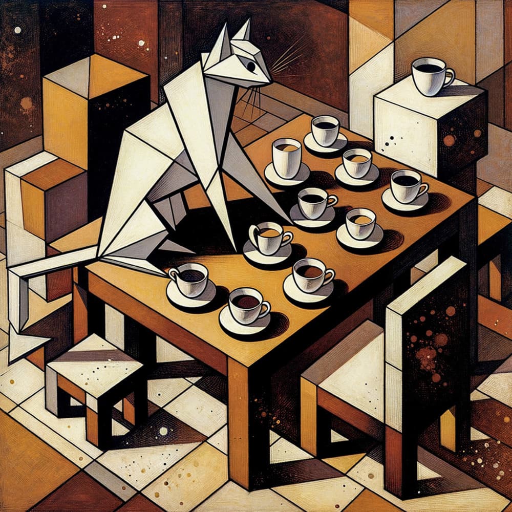 Geometric Cat Coffee by Sharyn Bursic — canvas wall art