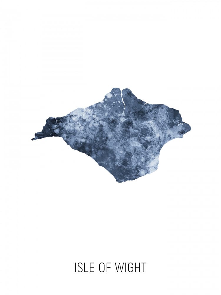 Isle Of Wight Blue Map by Michael Tompsett — canvas wall art