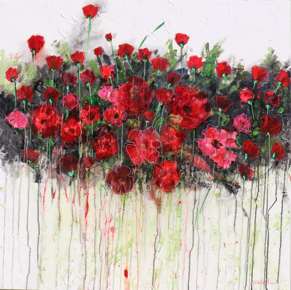 Vibrant Red Poppies by Donatella Marraoni — canvas wall art