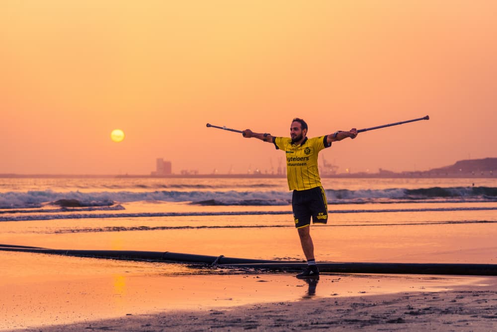 Beach Balance at Sunset by Gabriel Jakab — canvas wall art