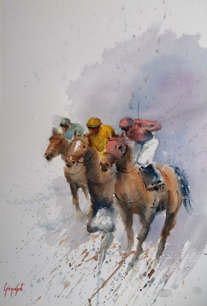Galloping Racehorses by Giorgio Gosti — canvas wall art