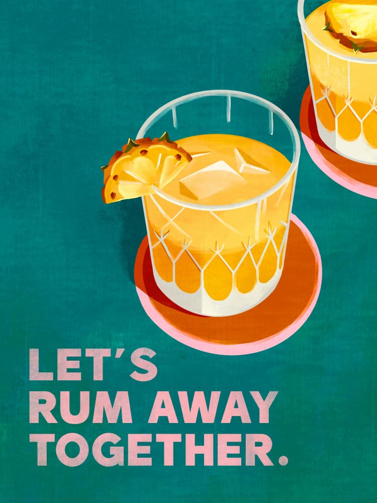 Rum Away Beach Bar Cocktail Art by The Whiskey Ginger — canvas wall art
