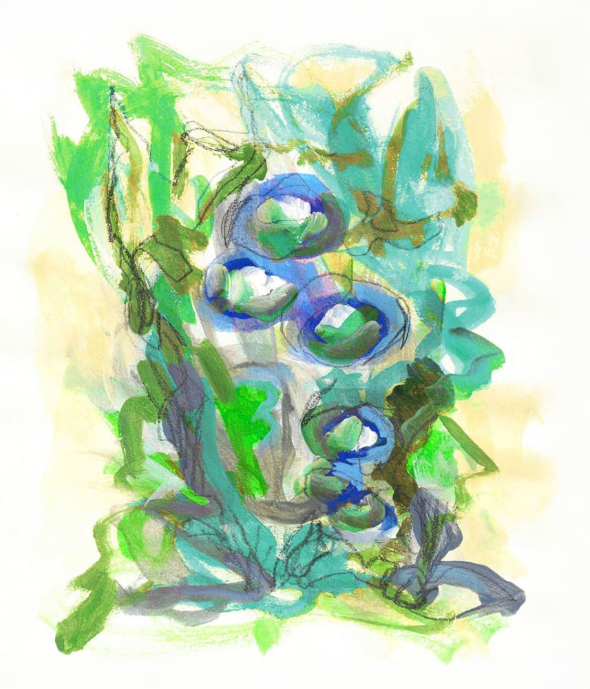 Green Blue Blooms by Lori Ann Folz — canvas wall art