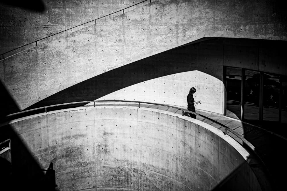Woman on Curved Concrete by Yohei Kawashima — canvas wall art