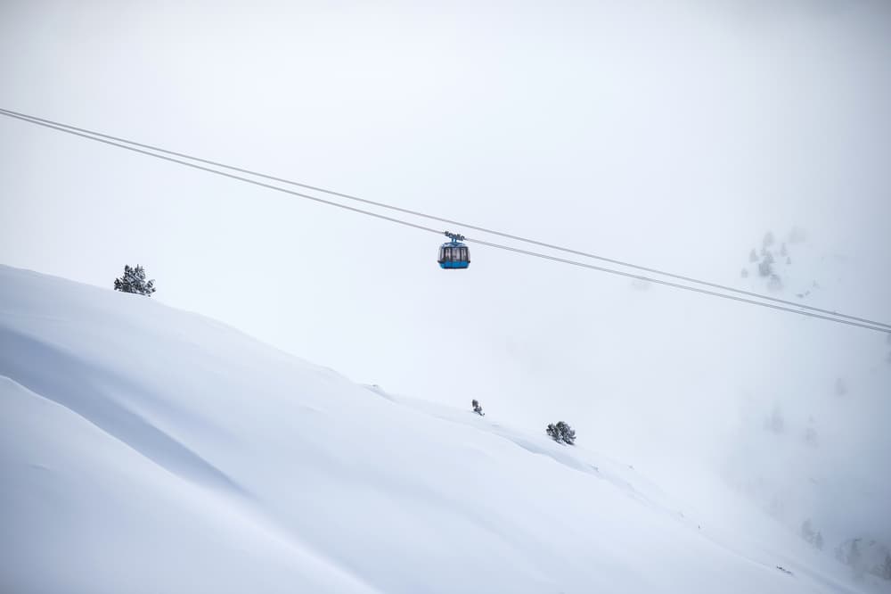 Blue Gondola Snow Ride by Gonçalo Simões — canvas wall art