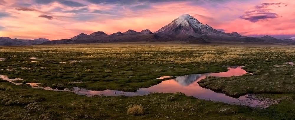 Majestic Mountain Sunset Reflection by Margarita Chernilova — canvas wall art