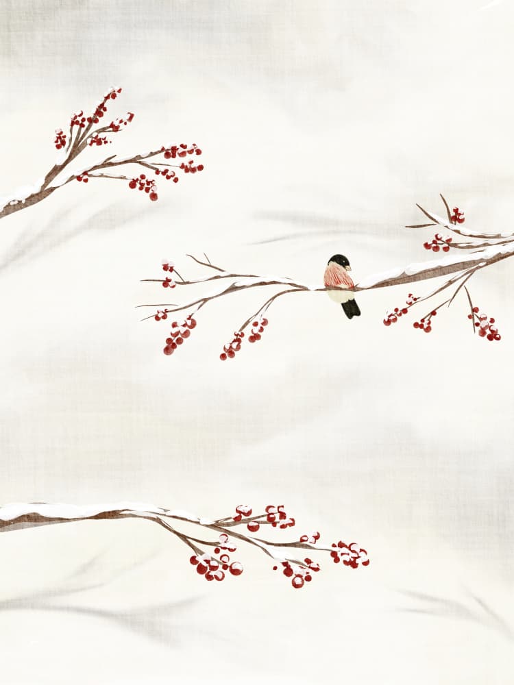 Winter Bird With Berries by Nikita Jariwala — canvas wall art