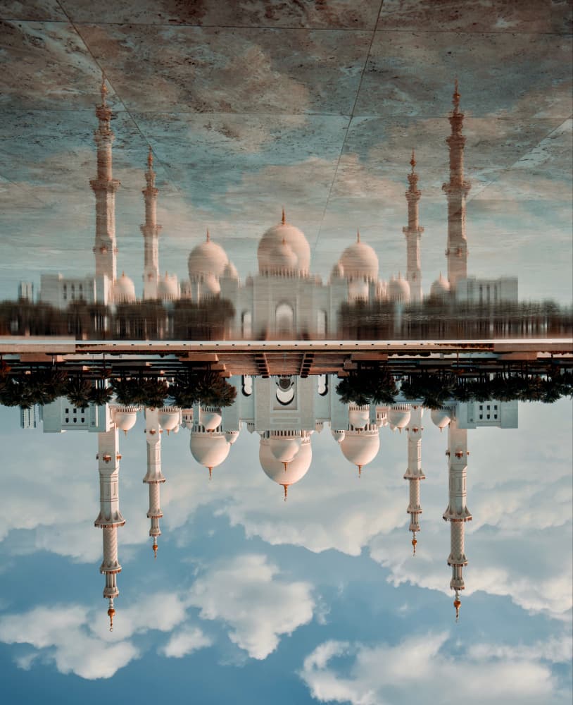 Grand Mosque Reflection by Ahmed Aldaie — canvas wall art