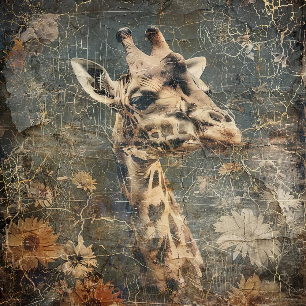Textured Giraffe Blooms by Rafal Kulik — canvas wall art