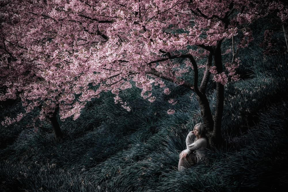 Dreamy Blossom Woman by KOIKI — canvas wall art