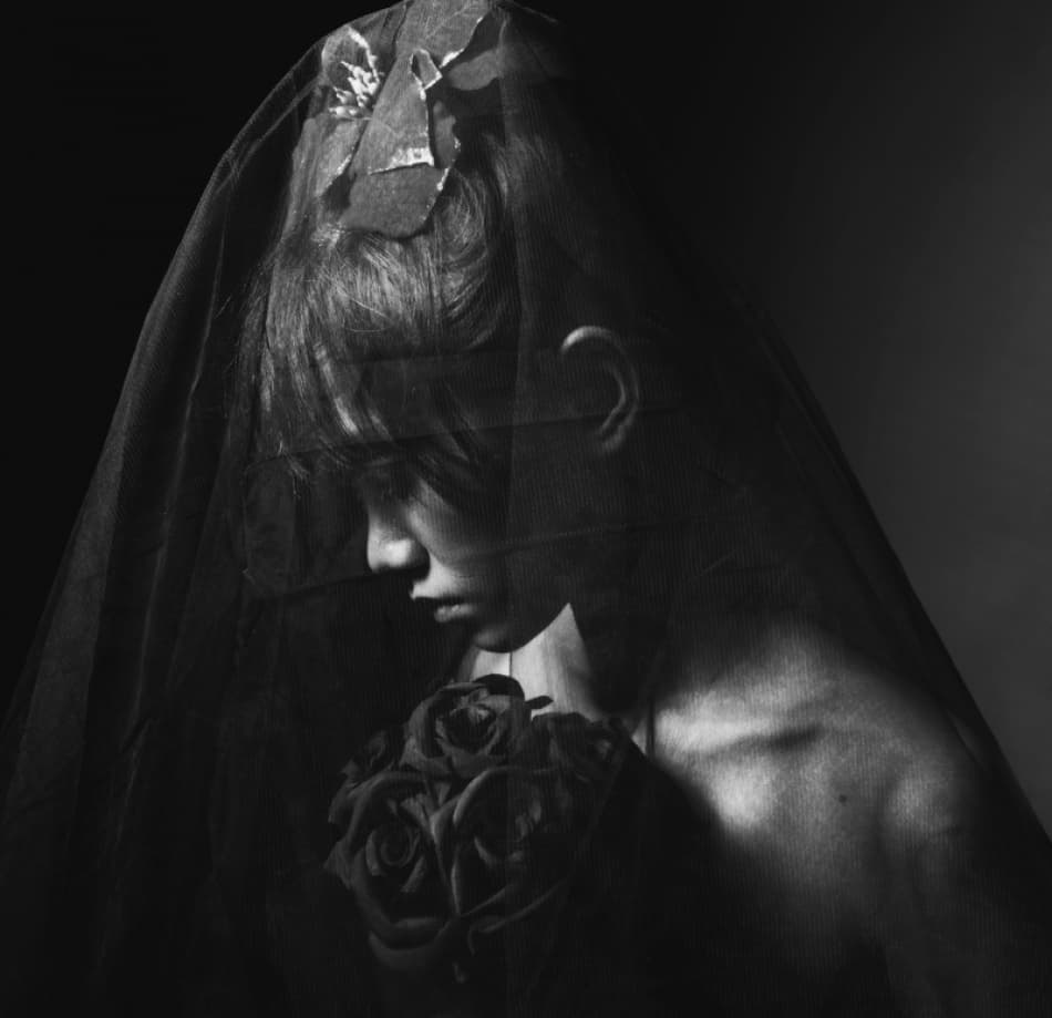 Veiled Beauty with Roses by Hari Sulistiawan — canvas wall art