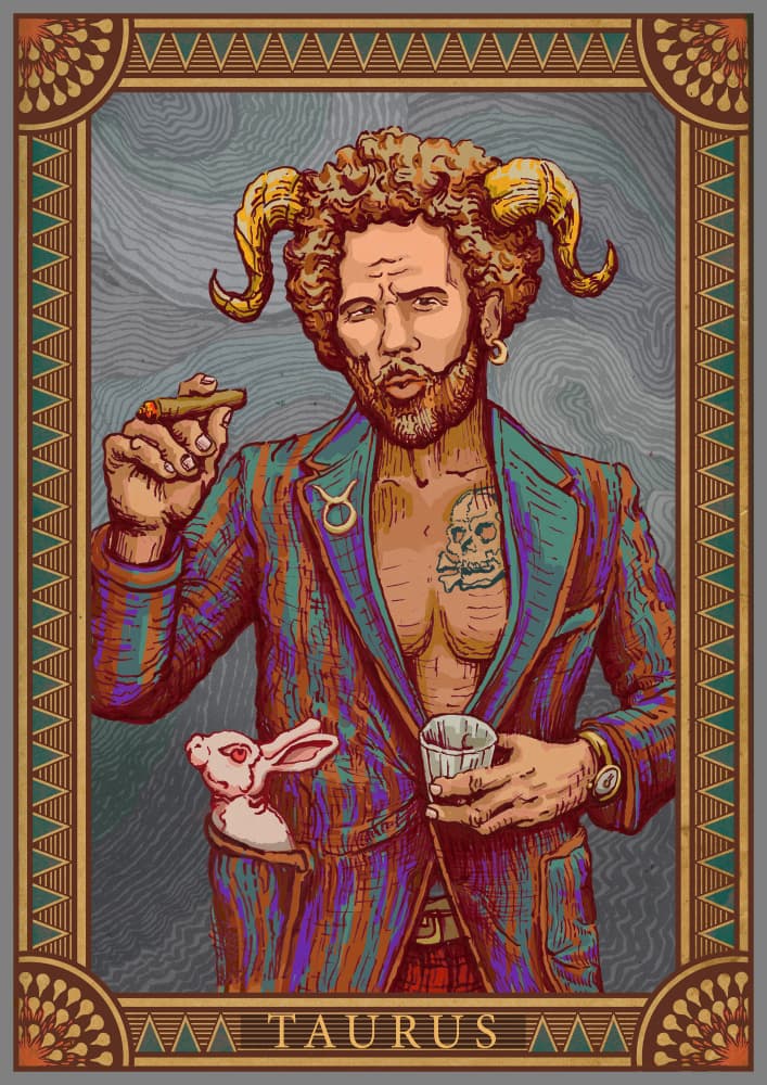 Horned Taurus Character by Olga Galeeva — canvas wall art