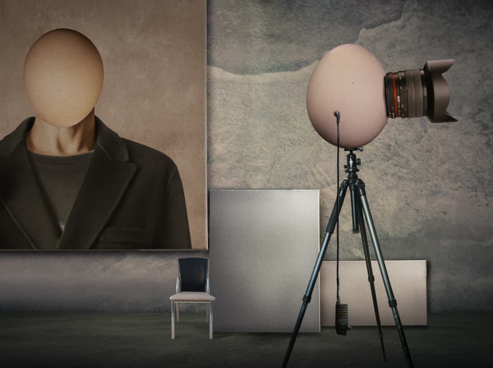 Egg Head Portrait Studio by Biao Huang — canvas wall art