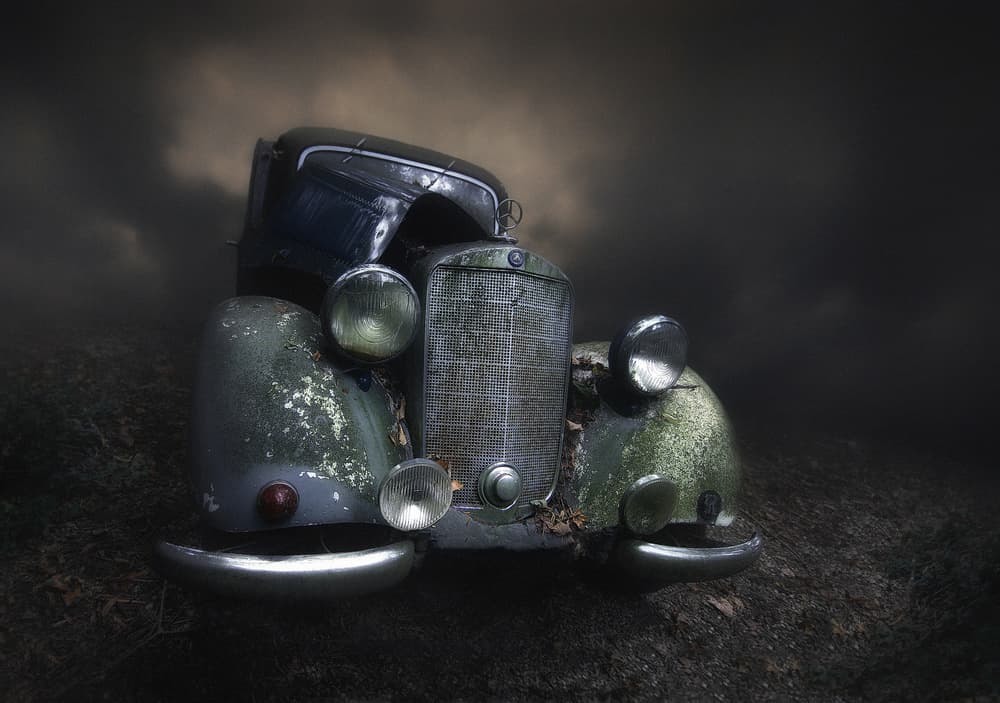 Moody Vintage Automobile by Holger Droste — canvas wall art