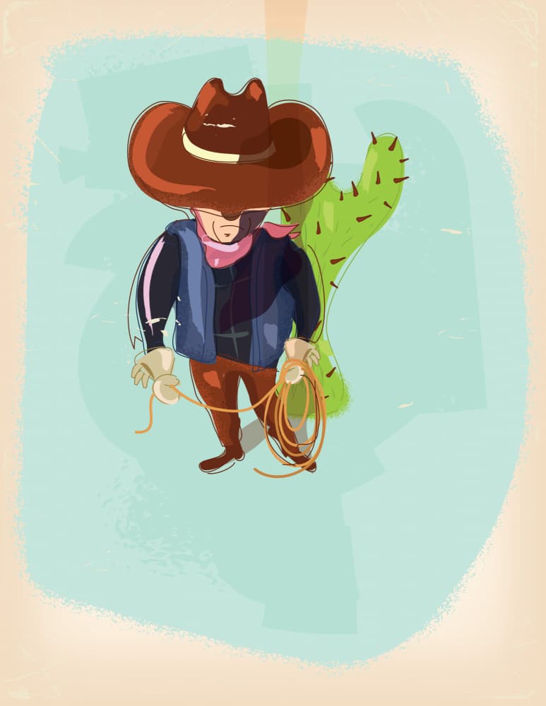 Whimsical Cowboy Cactus