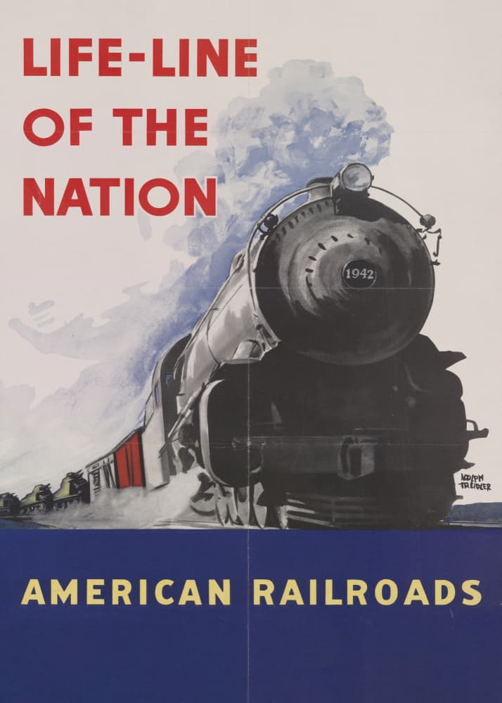 American Railroads - Life line of the nation by Vintage Travel Poster — canvas wall art