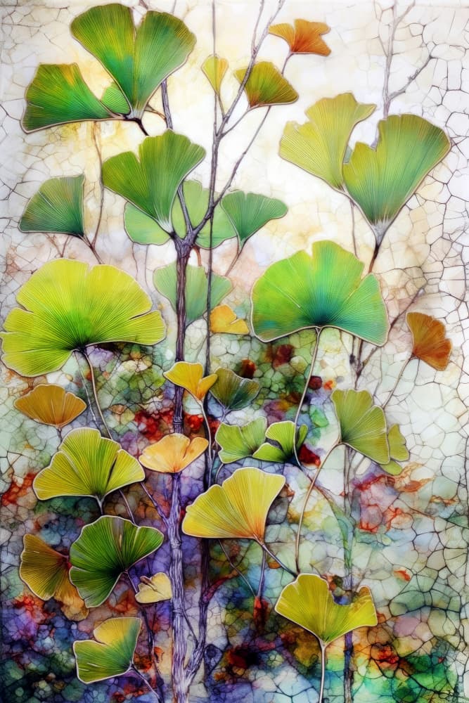 Vibrant Ginkgo Leaves by Justyna Jaszke — canvas wall art