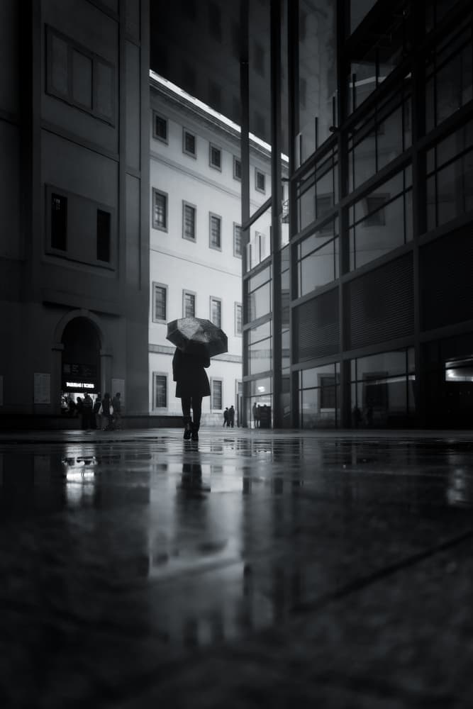 Night Rain Reflections by Javier de la Torre — canvas wall art