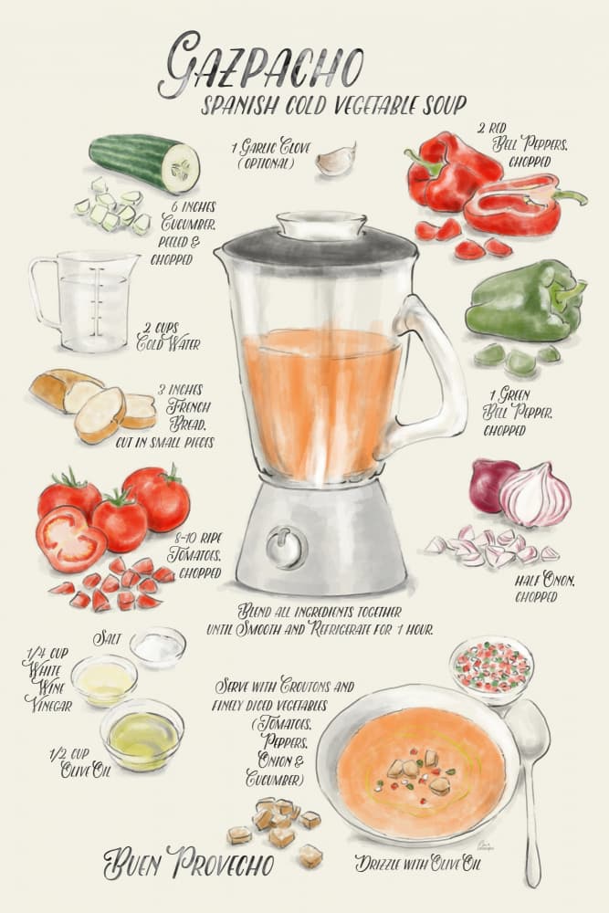 Spanish Cold Gazpacho Recipe by Rosana Laiz Blursbyai — canvas wall art