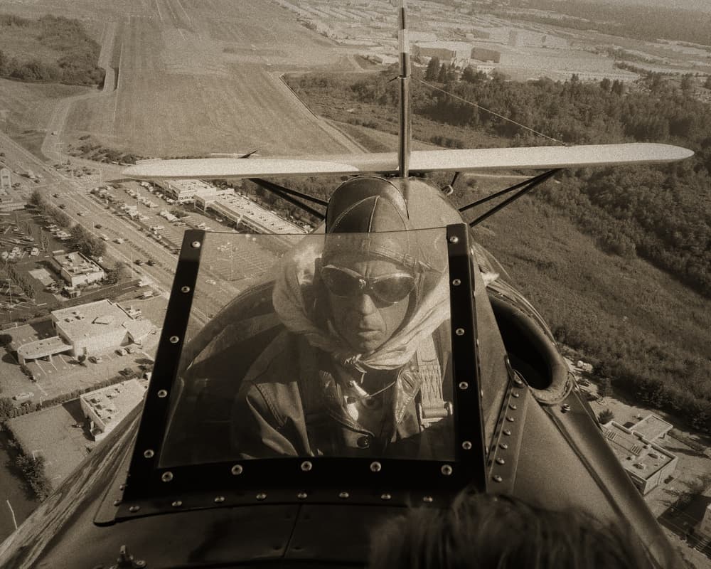 Vintage Pilot Flying by Thomas McCleave — canvas wall art