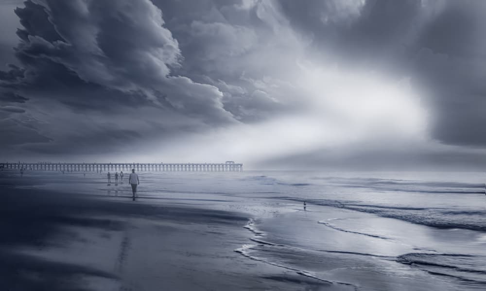 Misty Beach Under the Sun by Jianping Yang — canvas wall art