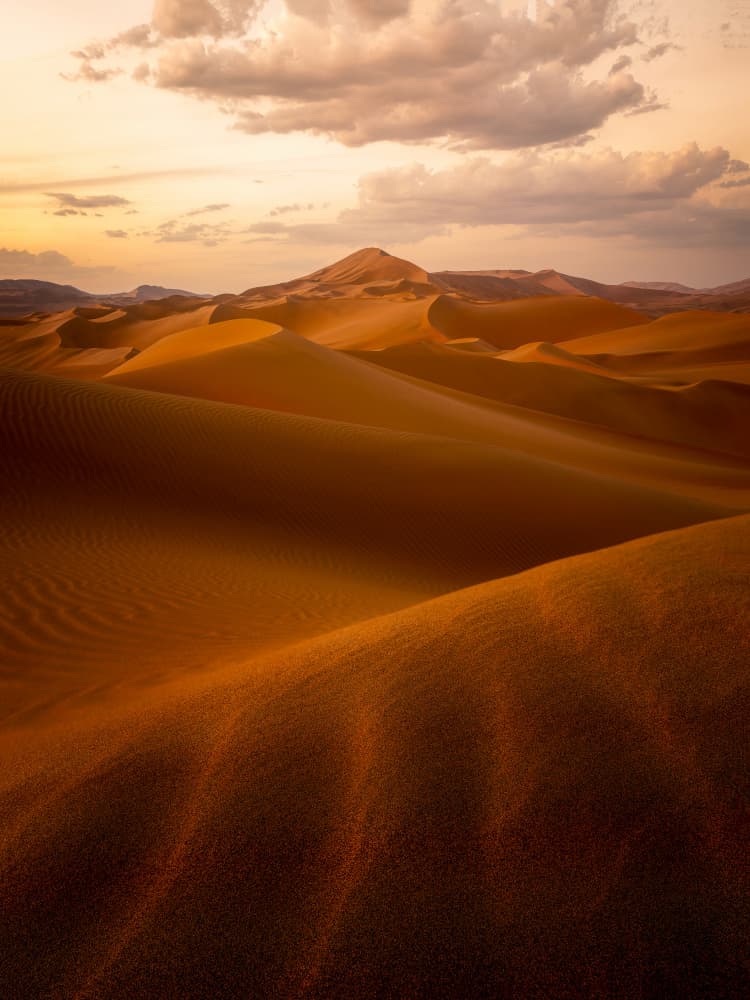 Golden Desert Dunes by Yezimao — canvas wall art
