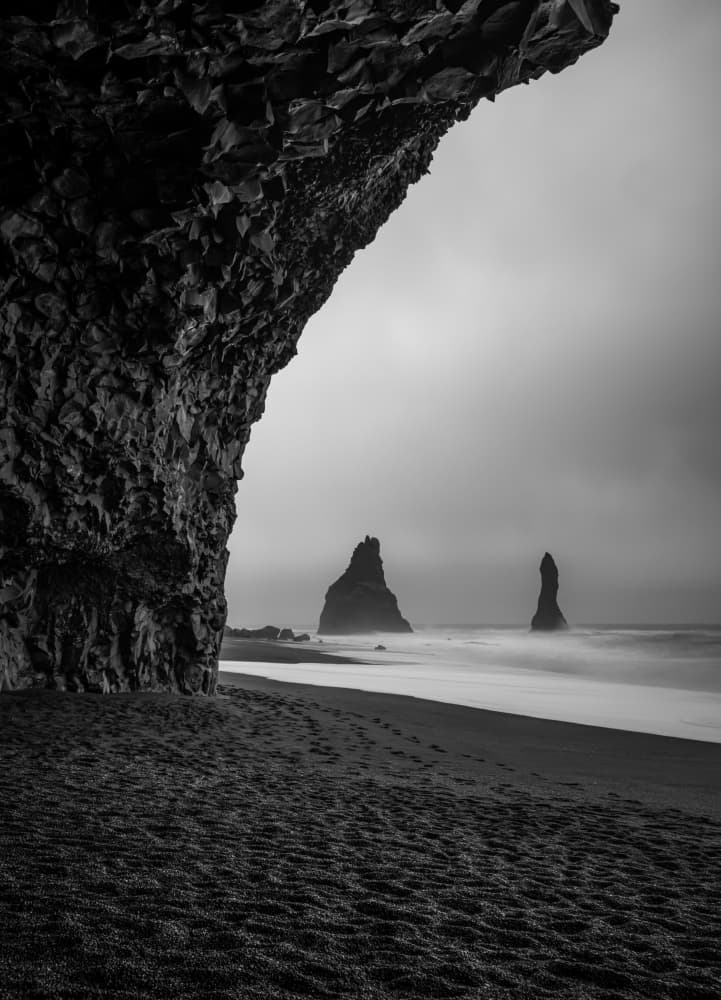 Black Sand Sea Stacks by Isam Telhami — canvas wall art