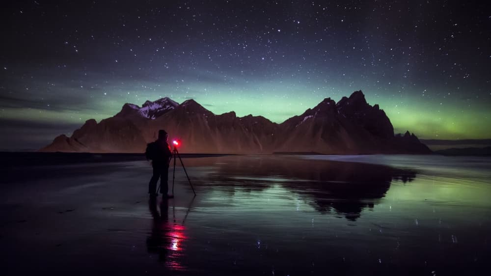 Northern Lights Mountain Reflection by Philip Eaglesfield — canvas wall art