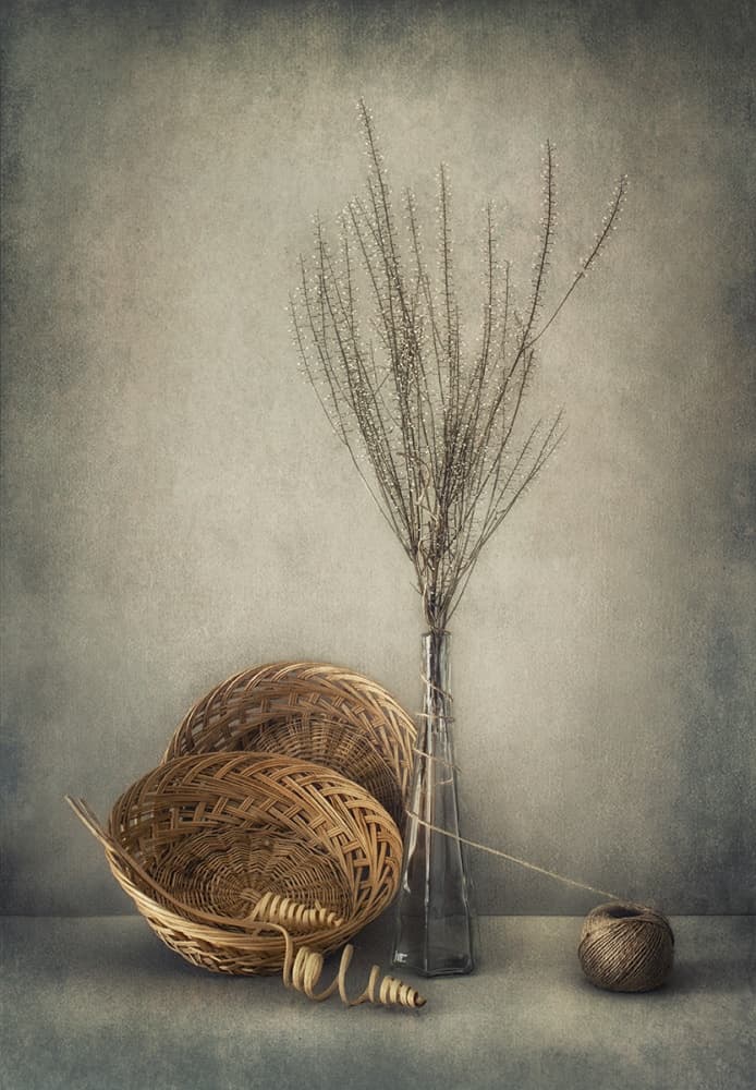 Rustic Basket Still Life by Dimitar Lazarov - Dim — canvas wall art