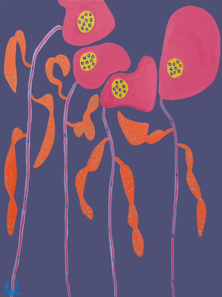 Vibrant Abstract Flowers by Helen Joynson — canvas wall art