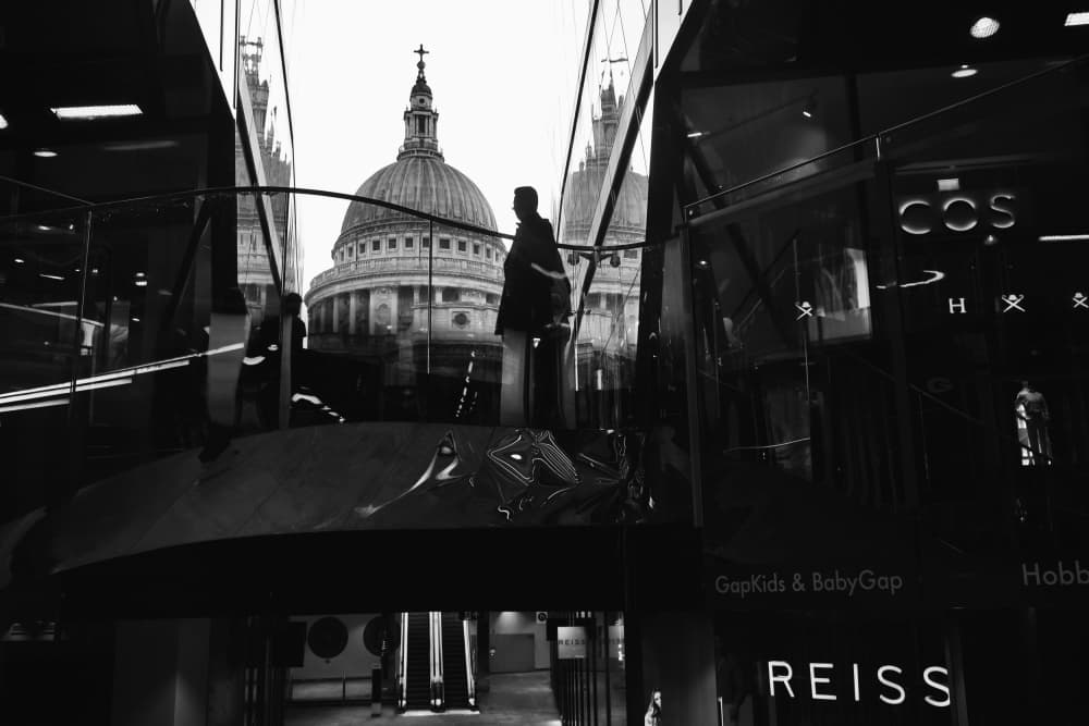 London Cathedral Reflection by Josefina Melo — canvas wall art