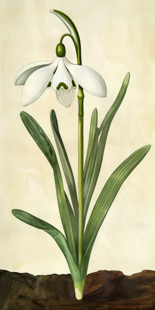 Delicate Snowdrop Bloom by Bilge Paksoylu — canvas wall art