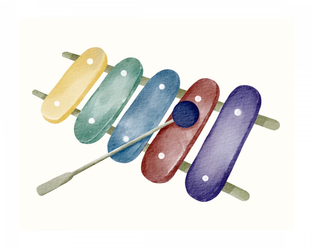 Playful Watercolor Xylophone by Saskia Michele — canvas wall art