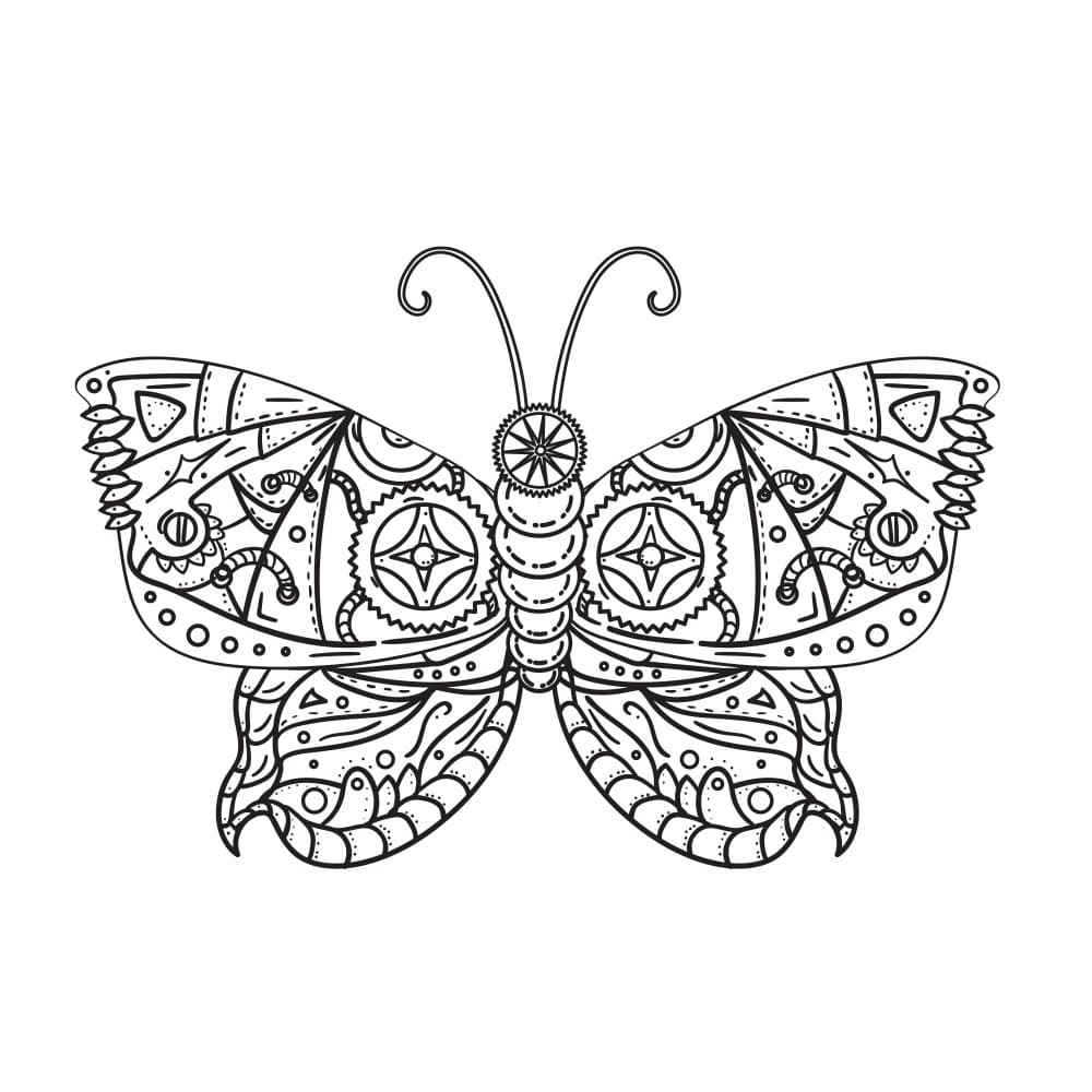 Intricate Steampunk Butterfly by Marika Barsrsind — canvas wall art