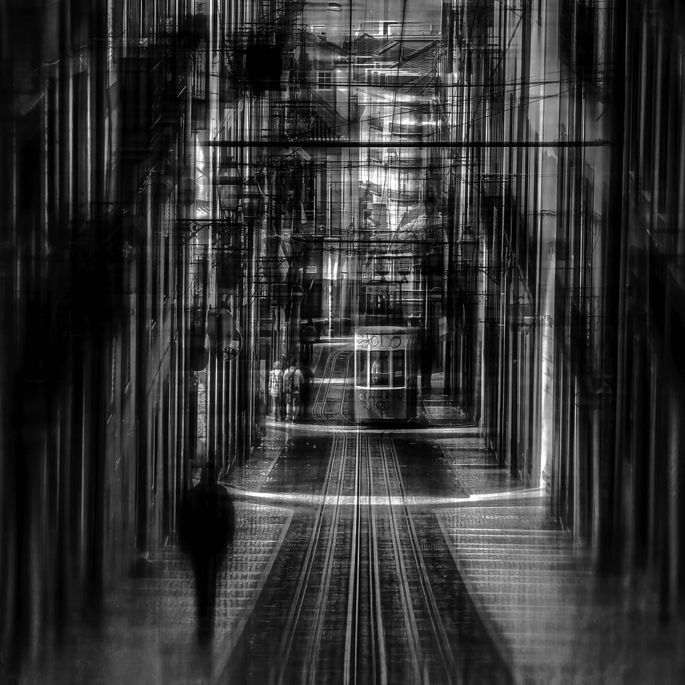 Abstract City Tram by Michel Romaggi — canvas wall art