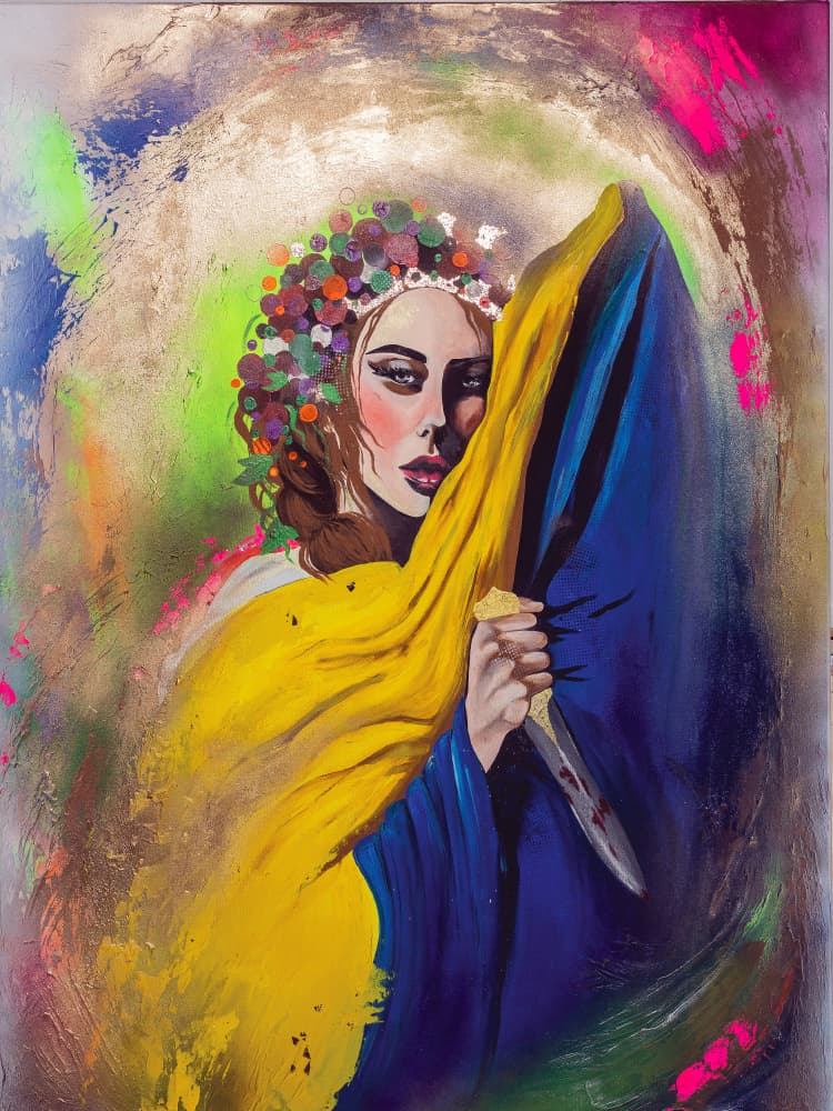Ukrainian Resilience Portrait by Anete Purina-Purite — canvas wall art