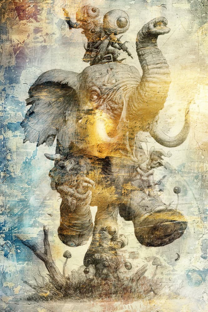 Whimsical Elephant Dream by Rafal Kulik — canvas wall art