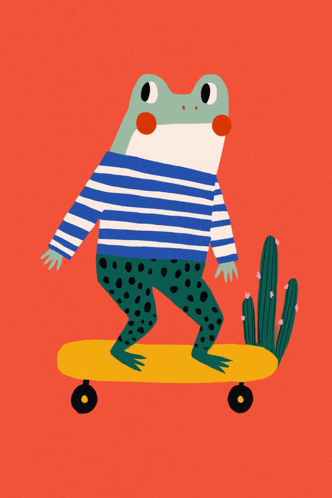 Skating frog by Treechild — canvas wall art