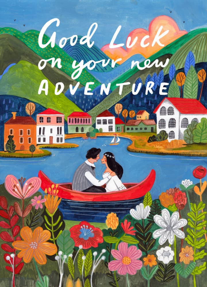 Just Married Couple in a boat by Caroline Bonne Müller — canvas wall art