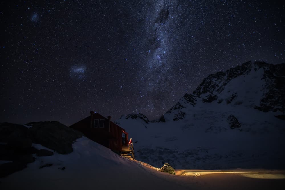 Starry Mountain Hut Night by April Xie — canvas wall art
