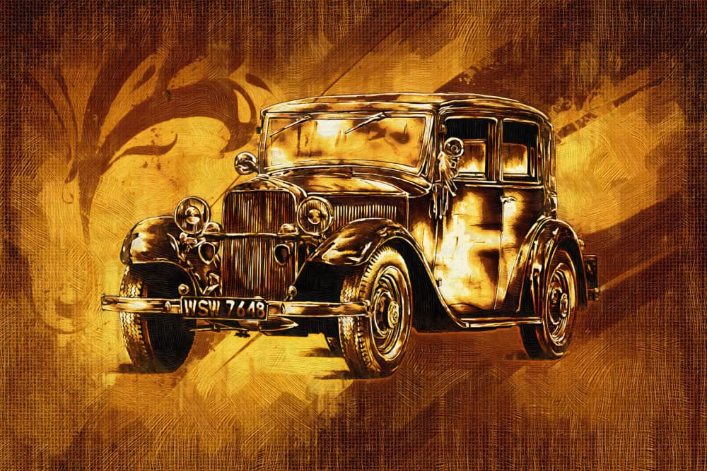 Classic Car - Sepia Illustration 82 by Rafal Kulik — canvas wall art