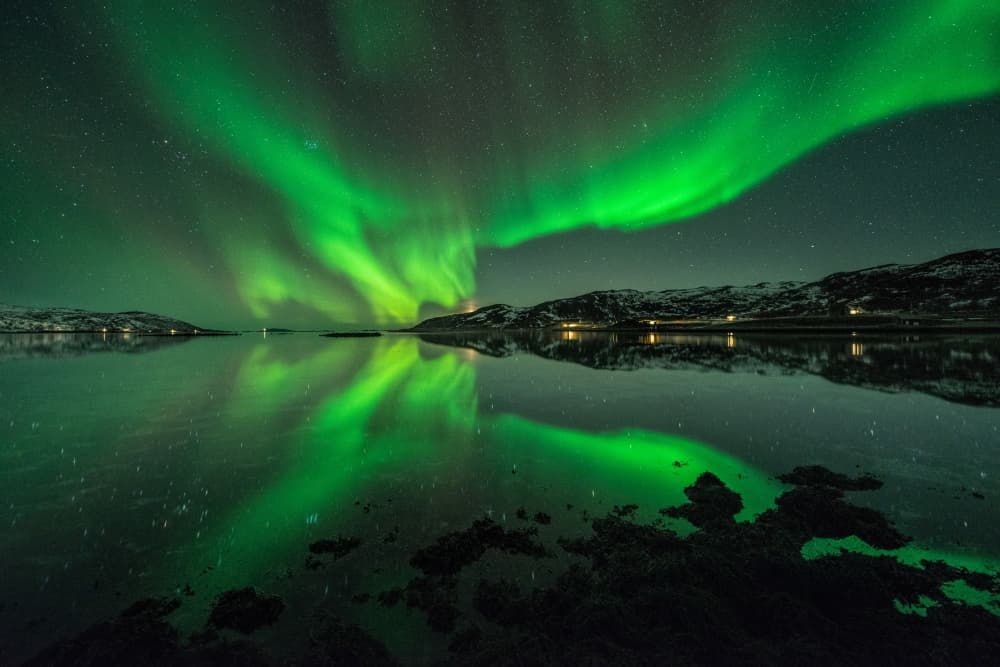 Green Aurora Reflection by Raymond Hoffmann — canvas wall art