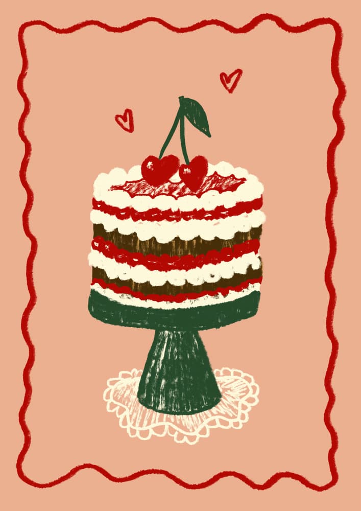 Sweet Cherry Cake by Studio Dolci — canvas wall art