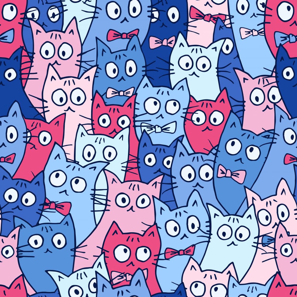 Playful Cat Crowd by Olena Kovalova — canvas wall art