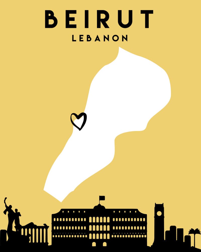 Beirut Lebanon Map by Emiliano Deificus — canvas wall art